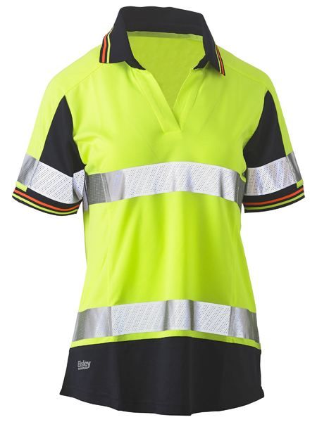 Picture of BISLEY WOMEN'S TAPED TWO TONE HI VIS V-NECK POLO
