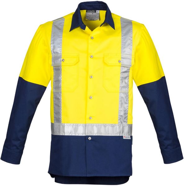Picture of MENS HI VIS SPLICED INDUSTRIAL SHIRT - SHOULDER TAPED