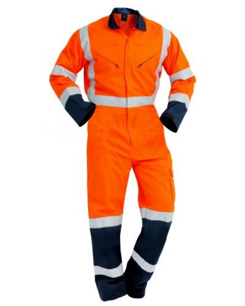 Picture of BISON OVERALL TTMC LIGHTWEIGHT COTTON ZIP ORANGE/NAVY