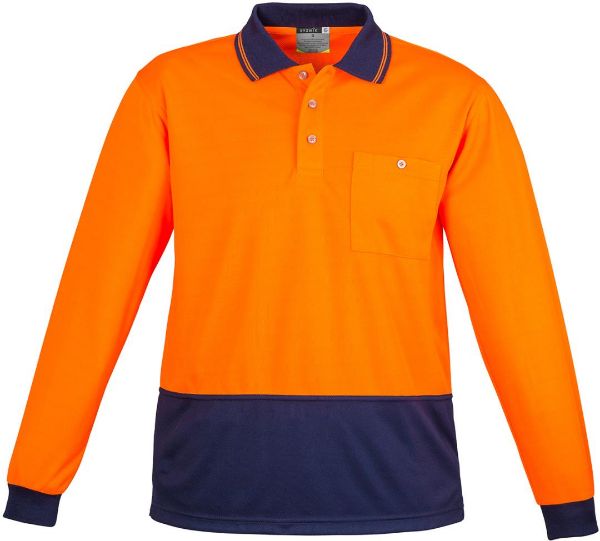 Picture of UNISEX HI VIS BASIC SPLICED POLO - LONG SLEEVE