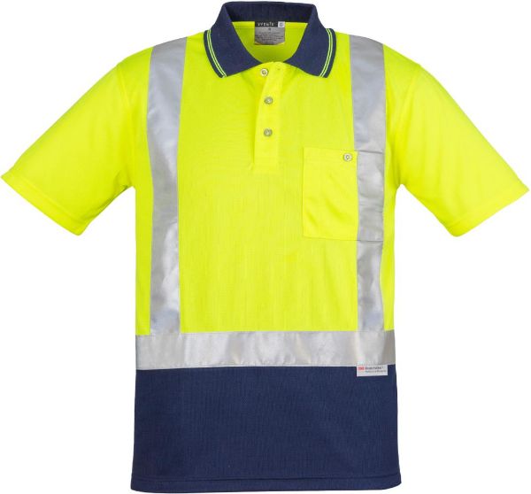 Picture of MENS HI VIS SPLICED POLO - SHORT SLEEVE SHOULDER TAPED