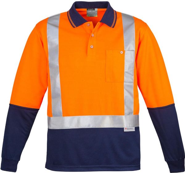 Picture of MENS HI VIS SPLICED POLO - LONG SLEEVE SHOULDER TAPED