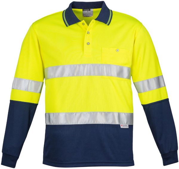 Picture of MENS HI VIS SPLICED POLO - LONG SLEEVE HOOP TAPED