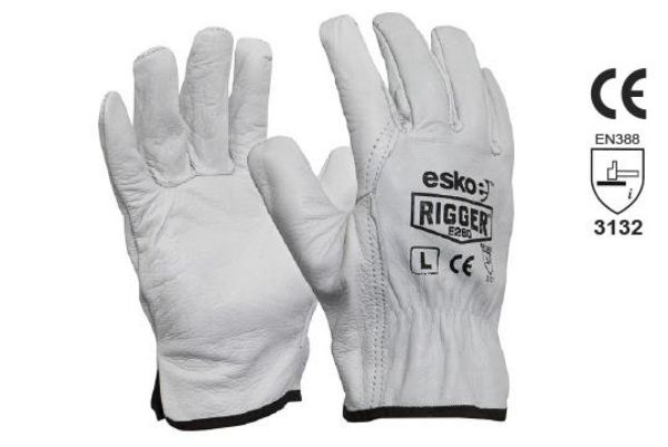 Picture of ESKO NATURAL COWGRAIN 'A' GRADE  RIGGER GLOVE HEADER CARD