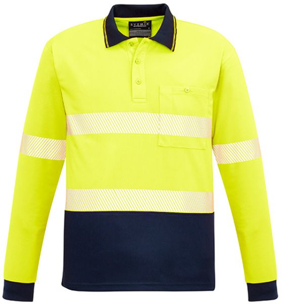 Picture of UNISEX HI VIS SEGMENTED L/S POLO - HOOP TAPED