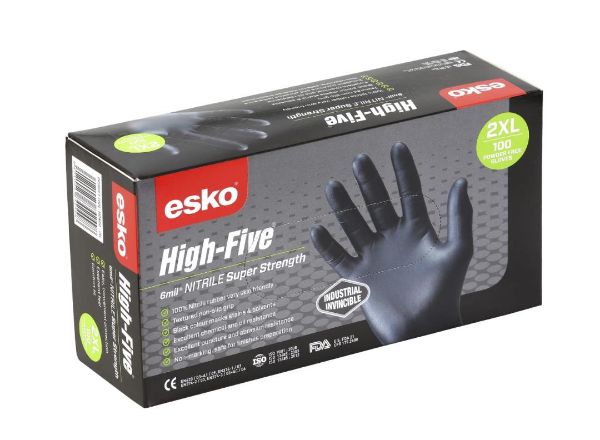 Picture of ESKO HIGH FIVE BLACK NITRILE DISPOSABLE GLOVE
