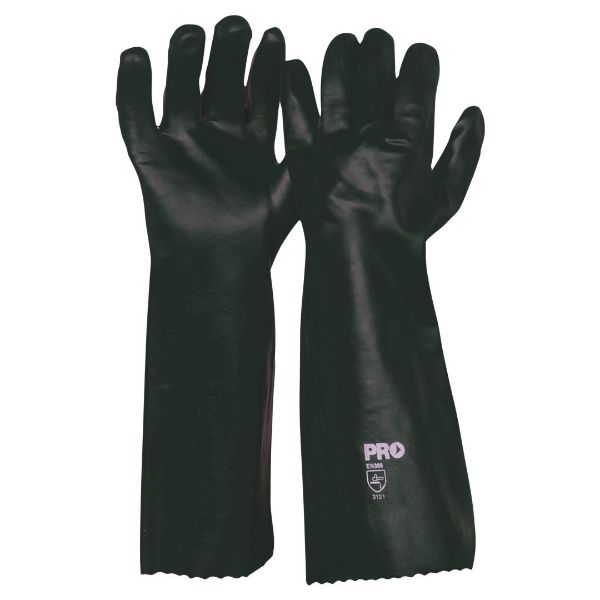Picture of PRO 45CM GREEN DOUBLE DIPPED PVC GLOVES LARGE
