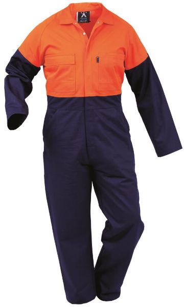 Picture of BISON OVERALL DAY ONLY COTTON DOME ORANGE/NAVY