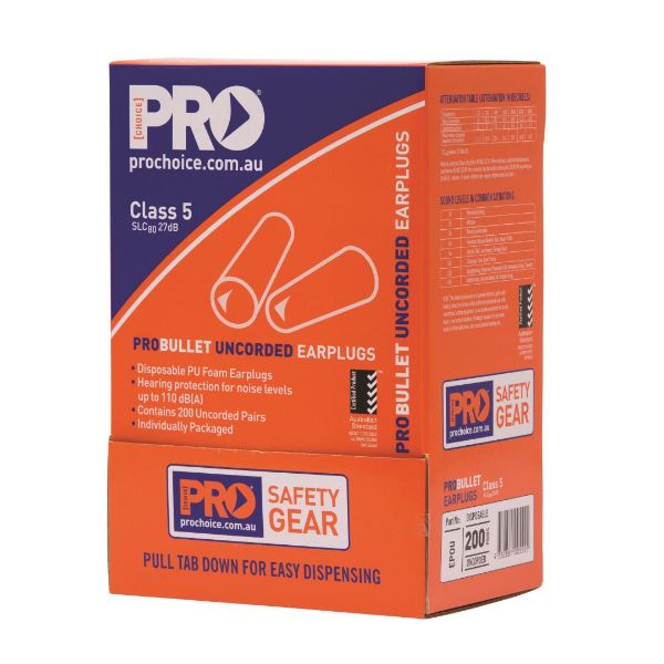 Picture of PRO BULLET DISPOSABLE UNCORDED EARPLUGS UNCORDED