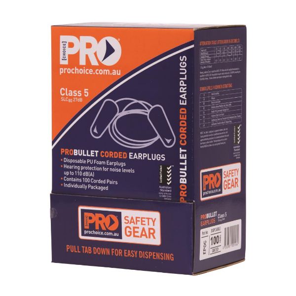 Picture of PRO BULLET DISPOSABLE EARPLUGS CORDED